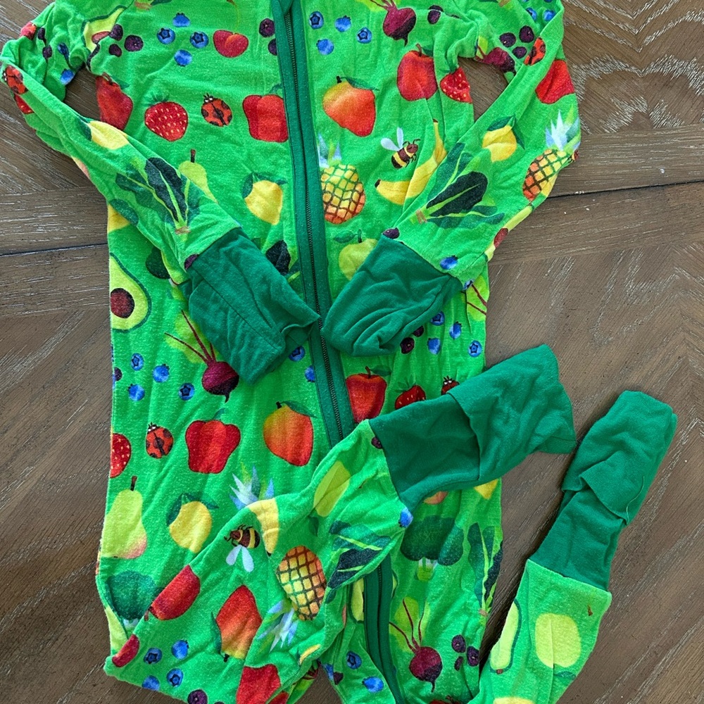 Little Sleepies Green and Red Fruit Print Onesie